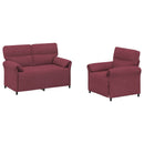 Sofa Sæt 2 stk. Vinrød Stof
