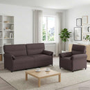 Sofa Sæt 2 stk. Mørk Brun Stof
