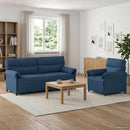 Sofa Sæt 2 stk. Blå Stof