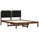 Sengestel med Polstret Hovedgavl Mørkebrun og Sort 140 x 190 cm
