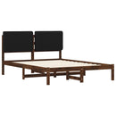 Sengestel med Polstret Hovedgavl Mørkebrun og Sort 150 x 200 cm