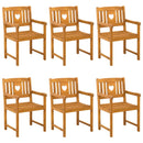 Havestole 6 pcs Naturfarvet Massivt Akacietræ