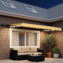 Manuel markise-ramme med LED-lys Sandfarvet 4 x 2 m