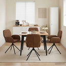 Svingende Spisestole 4 stk. Faux Suede Læder Brun