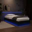 Senge ramme med LED Sort eg 80 x 200 cm Konstrueret træ