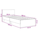 Sengeramme med sengegavl Gammelt træ 80 x 200 cm