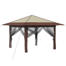 Gazebo med 4 Sider 3,3 x 3,3 m Creme og Brun