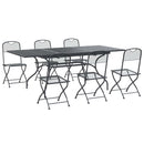Have Spisebordssæt 7 pcs Antracit 212 x 90 x 76 cm Mesh og Stål