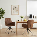 Svingende Spisestole 2 stk. Faux Suede Læder Brun