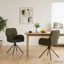 Svingende Spisestole 2 stk. Faux Suede Læder Army Grøn