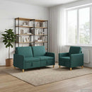 Sofa sæt med opbevaring 2 stk. Mørkegrøn Polyester
