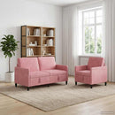 Sofa sæt med opbevaring 2 stk. Lyserød Polyester