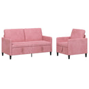 Sofa sæt med opbevaring 2 stk. Lyserød Polyester