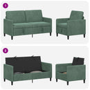 Sofa sæt med opbevaring 2 stk. Havgrøn Polyester