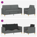 Sofa sæt med opbevaring 2 stk. Mørkegrå Polyester