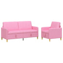 Sofa sæt med opbevaring 2 stk. Lyserød Polyester