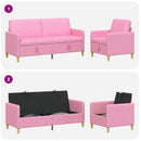 Sofa sæt med opbevaring 2 stk. Lyserød Polyester