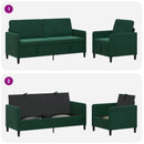 Sofa sæt med opbevaring 2 stk. Mørkegrøn Polyester