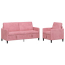 Sofa sæt med opbevaring 2 stk. Lyserød Polyester