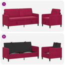 Sofa sæt med opbevaring 2 stk. Vinrød Polyester