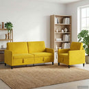Sofa sæt med opbevaring 2 stk. Gul Polyester