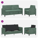 Sofa sæt med opbevaring 2 stk. Havgrøn Polyester