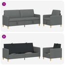 Sofa sæt med opbevaring 2 stk. Mørkegrå Polyester