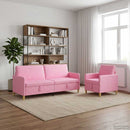 Sofa sæt med opbevaring 2 stk. Lyserød Polyester