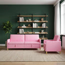 Sofa sæt med opbevaring 2 pcs Lyserød Polyester