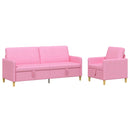Sofa sæt med opbevaring 2 stk. Lyserød Polyester