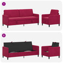 Sofa sæt med opbevaring 2 stk. Vinrød Polyester