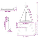 Bålsted med justerbar grillrist ⌀55,5 x 107,5 cm Stål Sort
