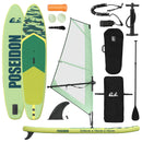 Oppusteligt SUP Board med Sejl POSEIDON 330 x 76 x 15 cm Grøn