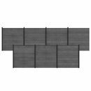Hegnssæt 7 pcs 1218 x 186 cm WPC og Aluminium Grå