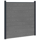 Hegnssæt 10 pcs 1657 x 186 cm WPC og Aluminium Grå