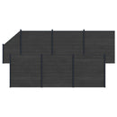 Hegnssæt 7 pcs 1138 x 186 cm WPC og Aluminium Sort