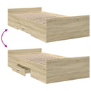 Sengestel med opbevaring Sonoma-eg 80 x 200 cm Konstrueret træ