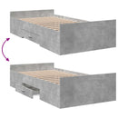 Sengestel med opbevaring Betongrå 80 x 200 cm Konstrueret træ