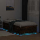 Senge ramme med LED Røget eg 80 x 200 cm Konstrueret træ
