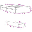 Sengestel med opbevaring Hvid 80 x 200 cm Konstrueret træ
