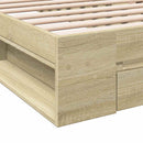 Sengestel med opbevaring Sonoma-eg 80 x 200 cm Konstrueret træ