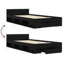 Sengestel med opbevaring Sort eg 80 x 200 cm Konstrueret træ