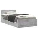 Sengestel med skuffe 2 stk. Betongrå Konstrueret træ