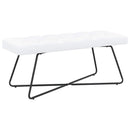 Bænk med knap tufting Hvid 110 x 40 x 46 cm Stof