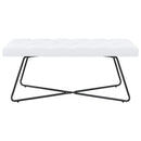 Bænk med knap tufting Hvid 110 x 40 x 46 cm Stof