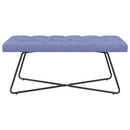 Bænk med knap tufting Jeans blå 110 x 40 x 46 cm Stof