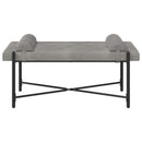 Knappet bænk med puder med pude Lysegrå 110 x 40 x 46 cm Velour