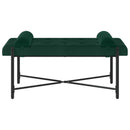 Knappet bænk med puder Mørkegrøn 110 x 40 x 46 cm Velour