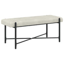 Knappet bænk med puder Cremefarvet 110 x 40 x 46 cm Velour