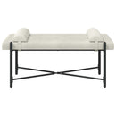 Knappet bænk med puder Cremefarvet 110 x 40 x 46 cm Velour